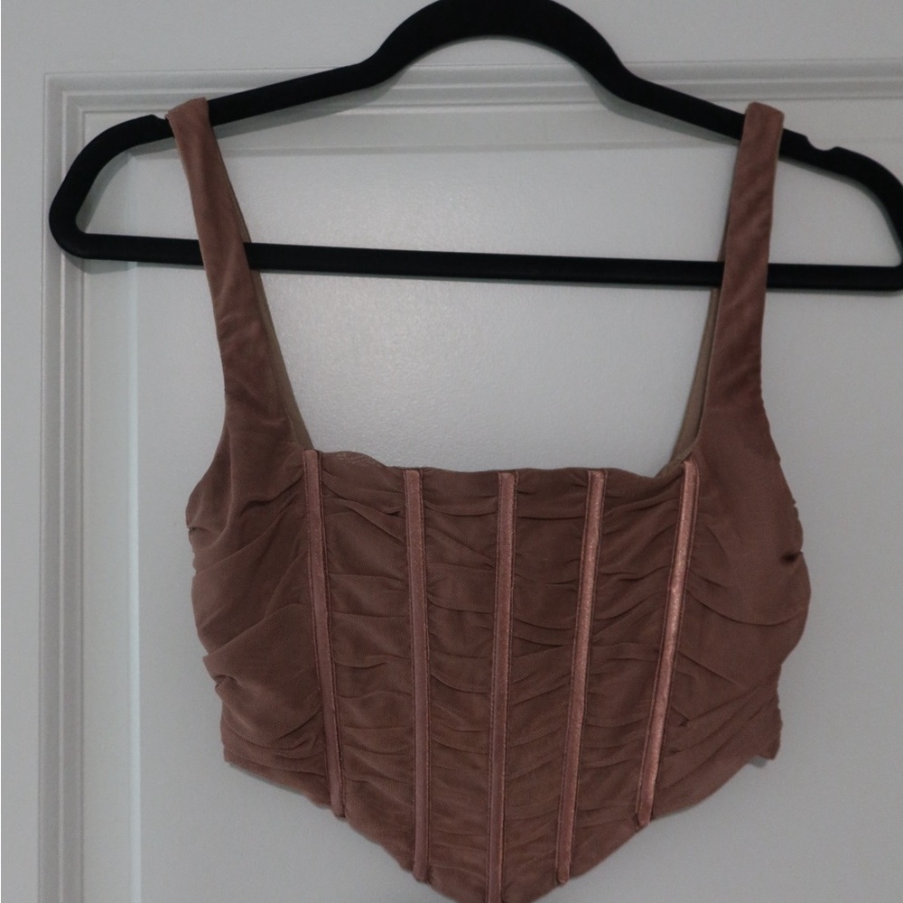 White Fox Ruched Bustier Crop Top